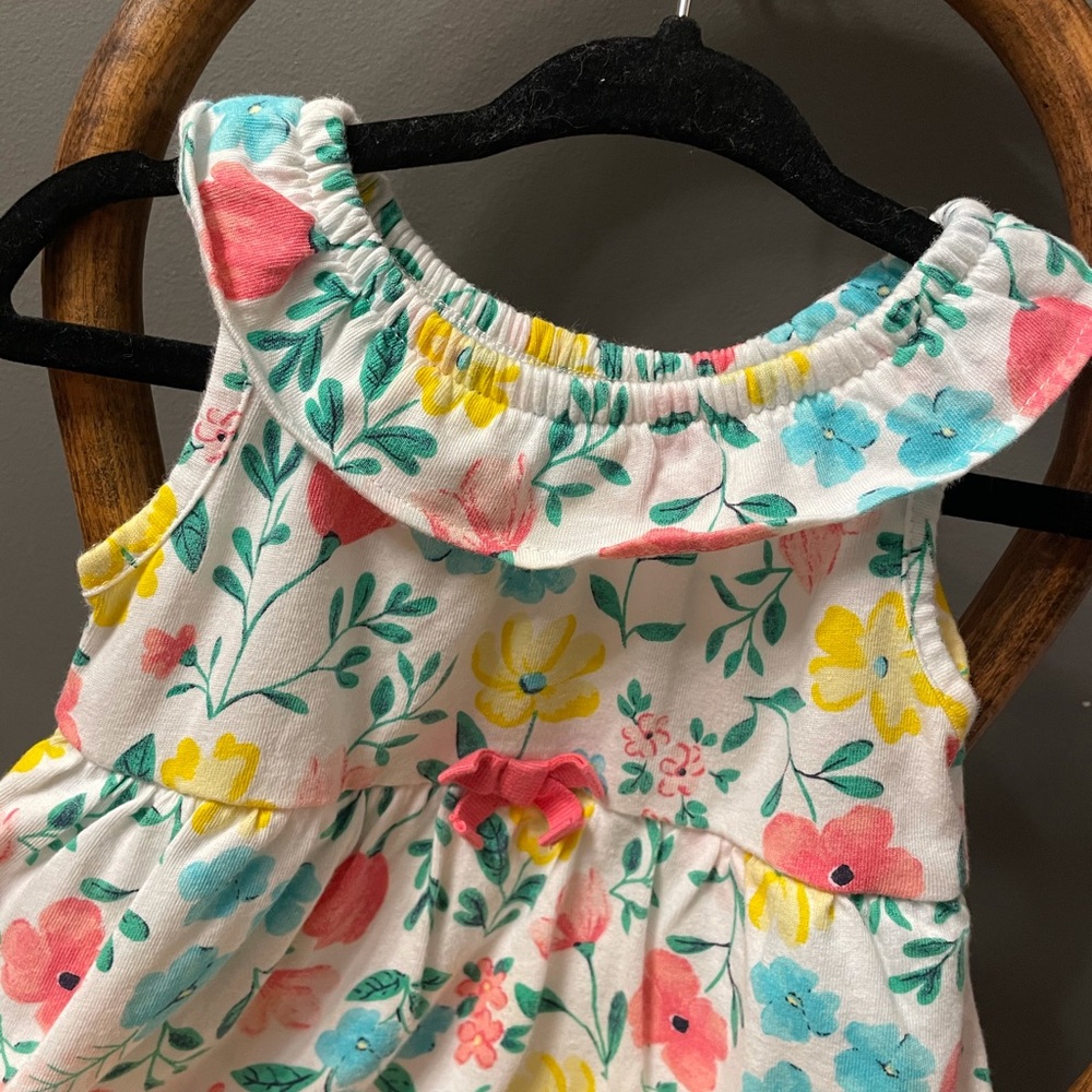 5 for $20-Carter’s Infant Bodysuit Dress-Floral pattern w/ruffles-Size 9 mo